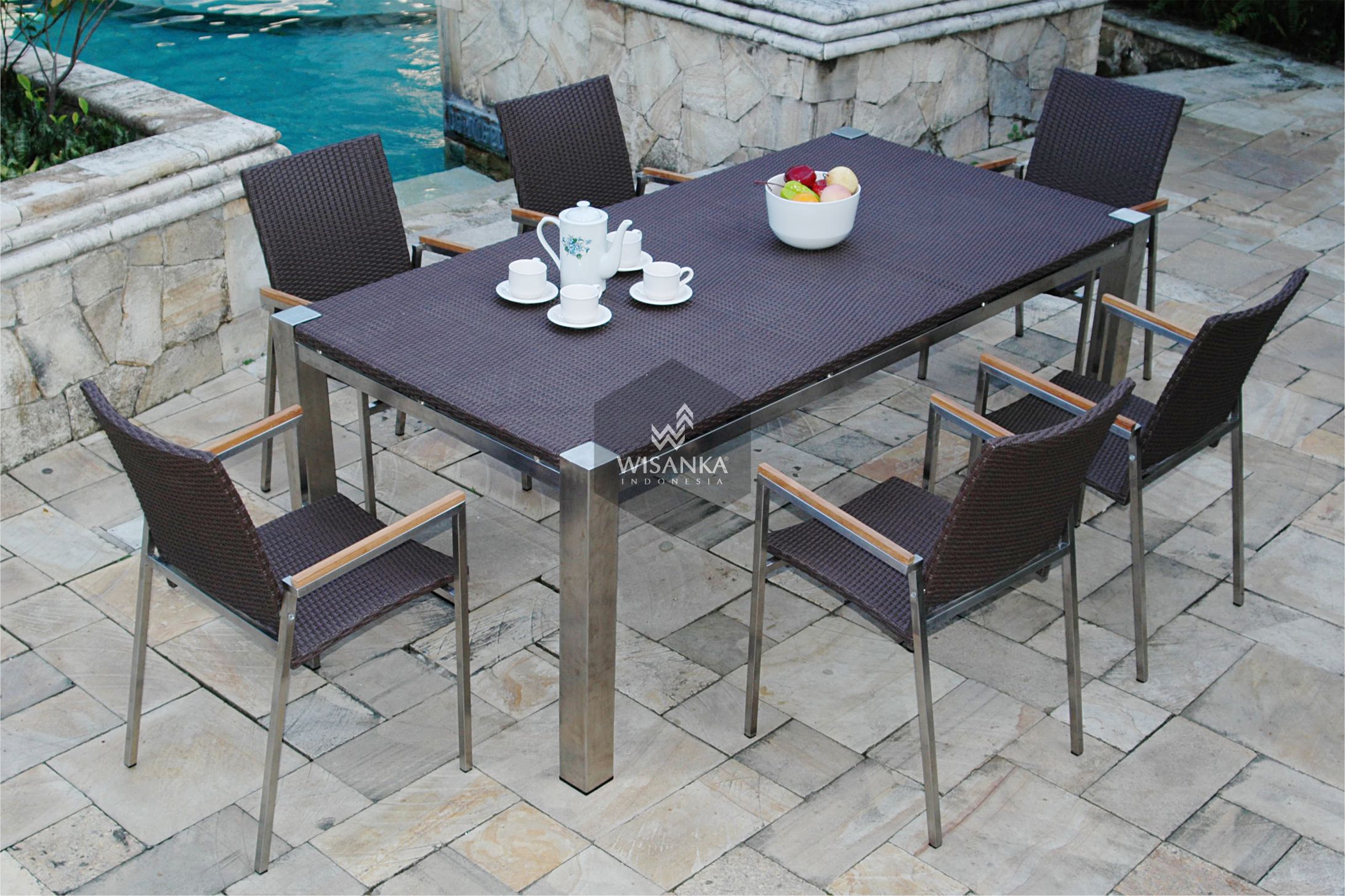Stainless Steel Maddison Dining Set Wisanka Modern Outdoor furniture