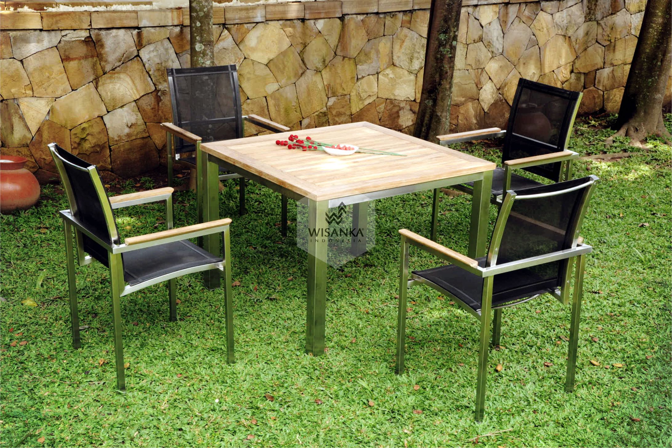 Stainless Steel Milano Dining Set Wisanka Modern Outdoor furniture