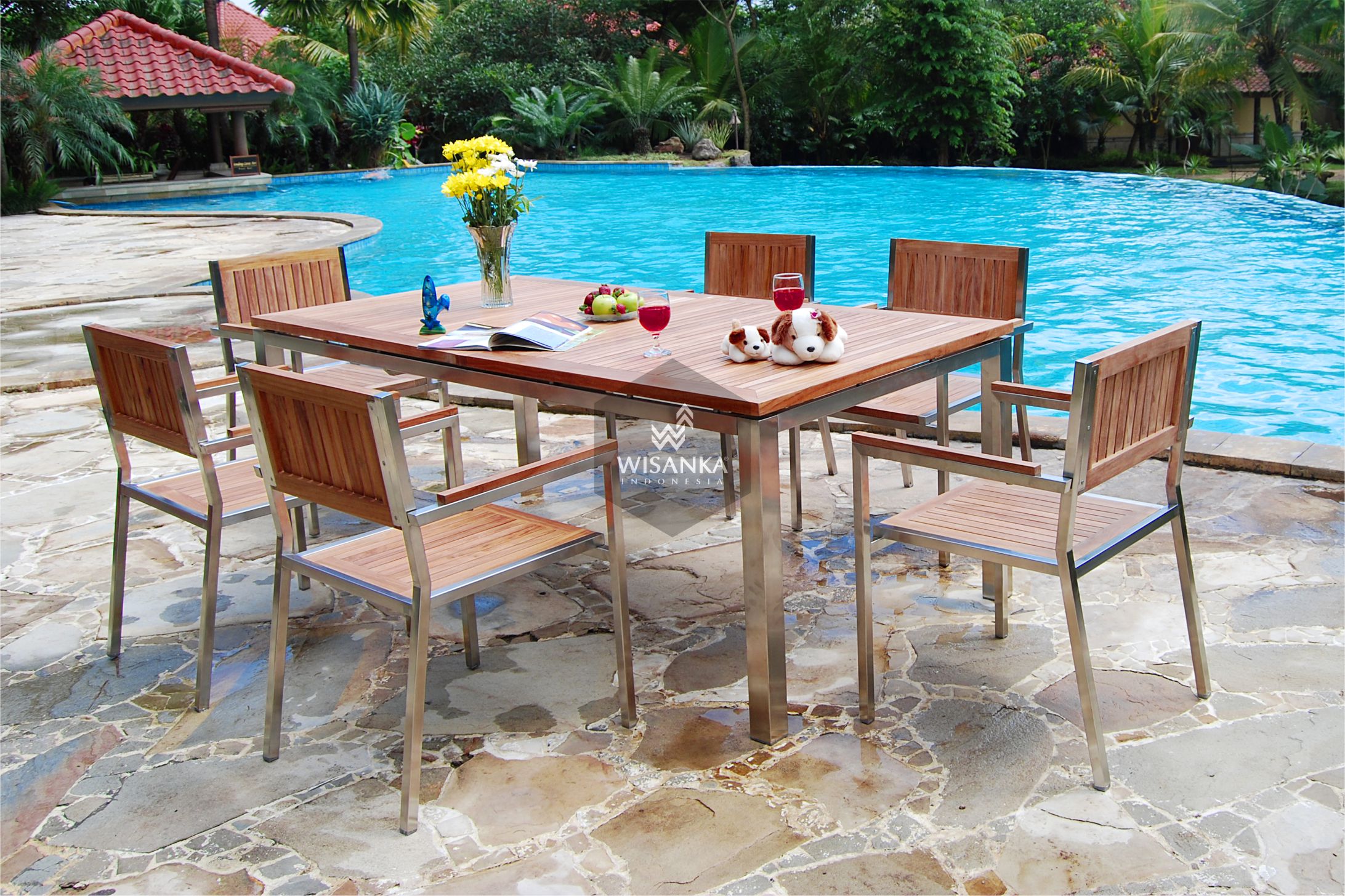Stainless Steel New Jersey Dining Set Wisanka Modern Outdoor furniture