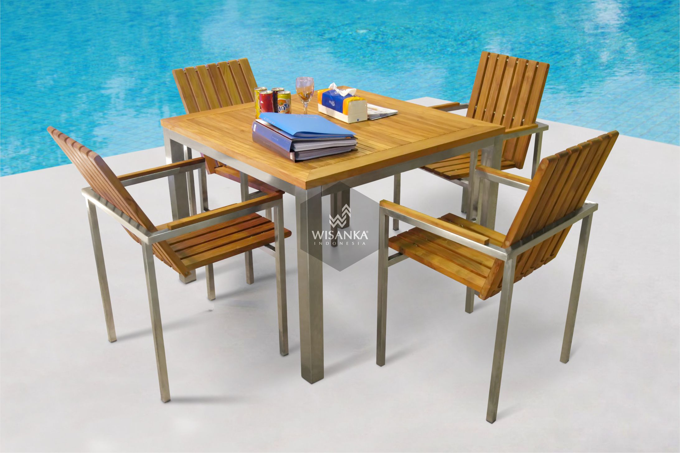 Stainless Steel New Texas Dining Set Wisanka Modern Outdoor furniture